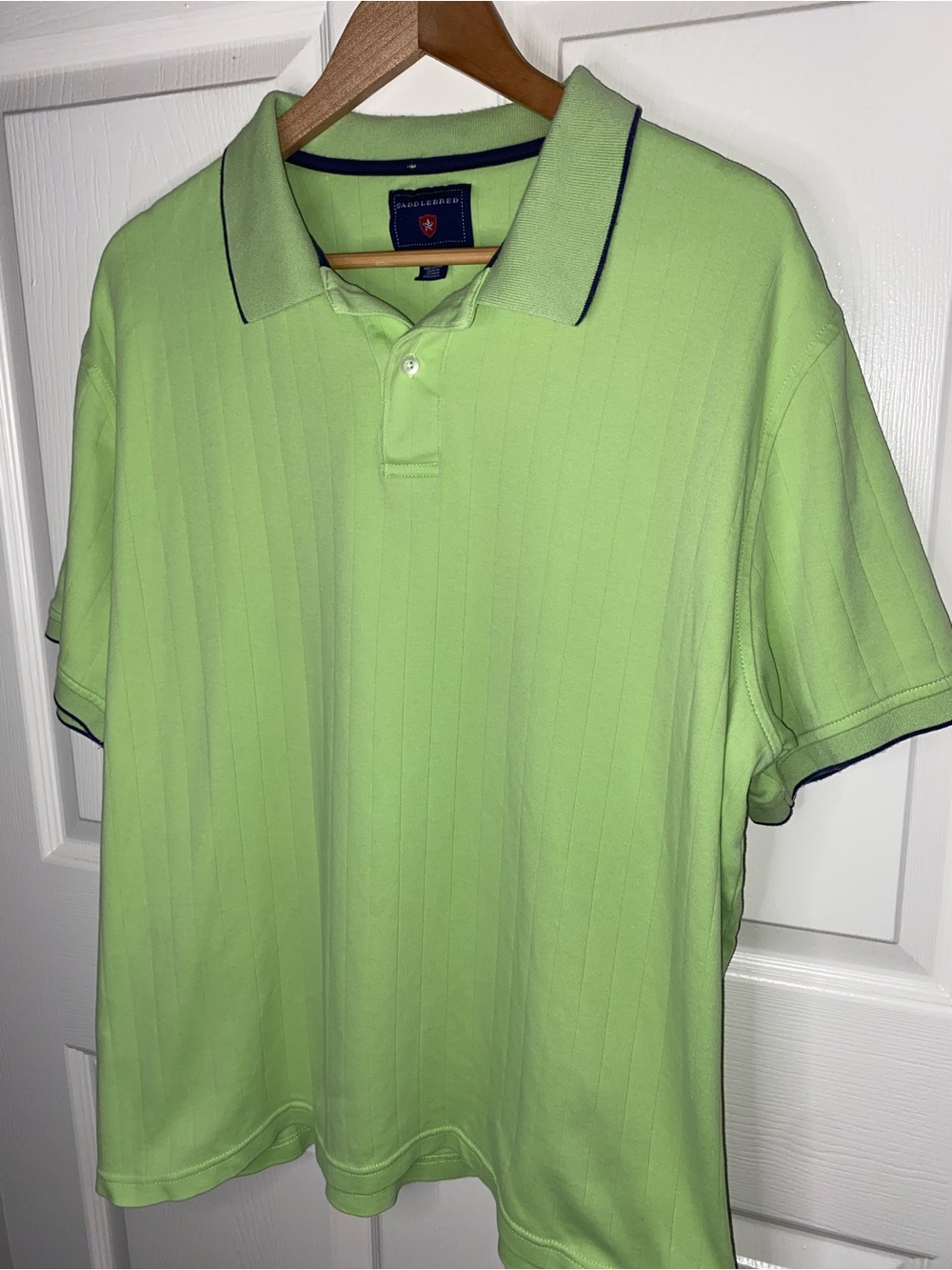 Saddlebred Lime Green Polo with Navy Trim, Summer - Picture 2 of 4